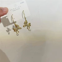 925 silver earring women rhinestone peal horse hoop earrings fashion pendant earrings for girl jewelry accessories