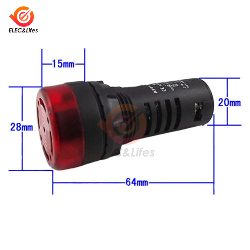 AD16 22SM Flash СВЕТОДИОДНЫЙ активный звуковой сигнал тревоги индикатор DC 12V 24V AC 110V 220V 22