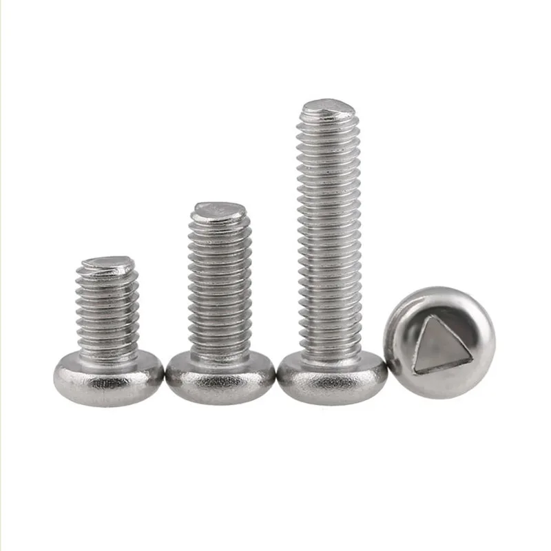 

10pcs M2 M3 M4 A2-70 304 Stainless Steel Triangle Socket Triangular Slotted Round Pan Flat Countersunk Head Security Screw Bolt