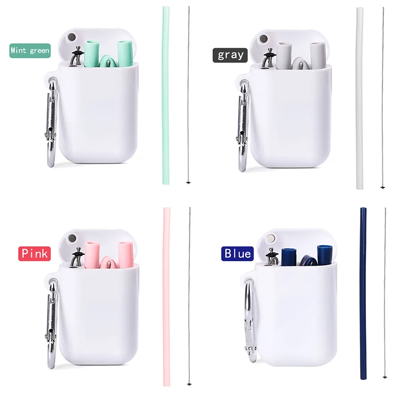 Складные питьевые соломинки для вечеринок офиса путешествий с чистящей щеткой