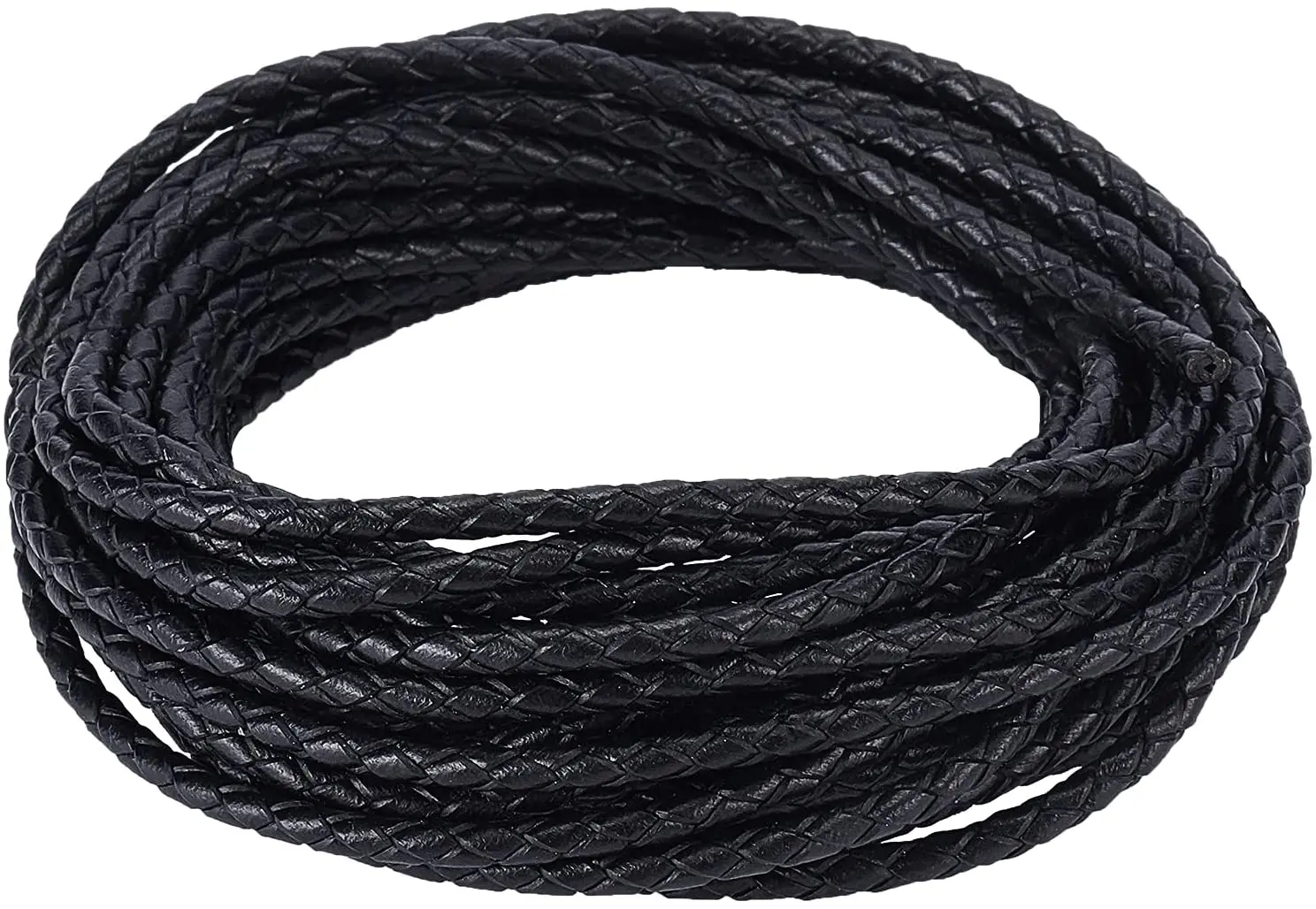 

5.5 Yard Braided Leather Cord 3mm Wide Round Braided Leather Strap for Bracelet Neckacle Beading Jewelry Making Black