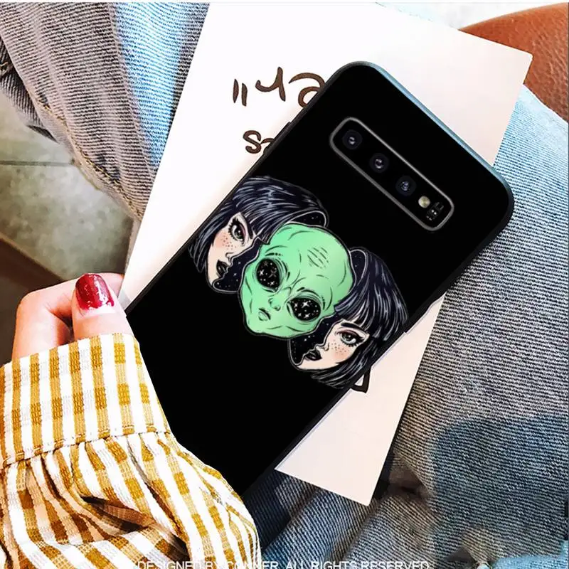 

Cartoon Alien Space Black Soft Phone Cases For Samsung S9 10 20 Plus Note 9 10 10plus 20 Ultra A20 21s J7 Plus 8