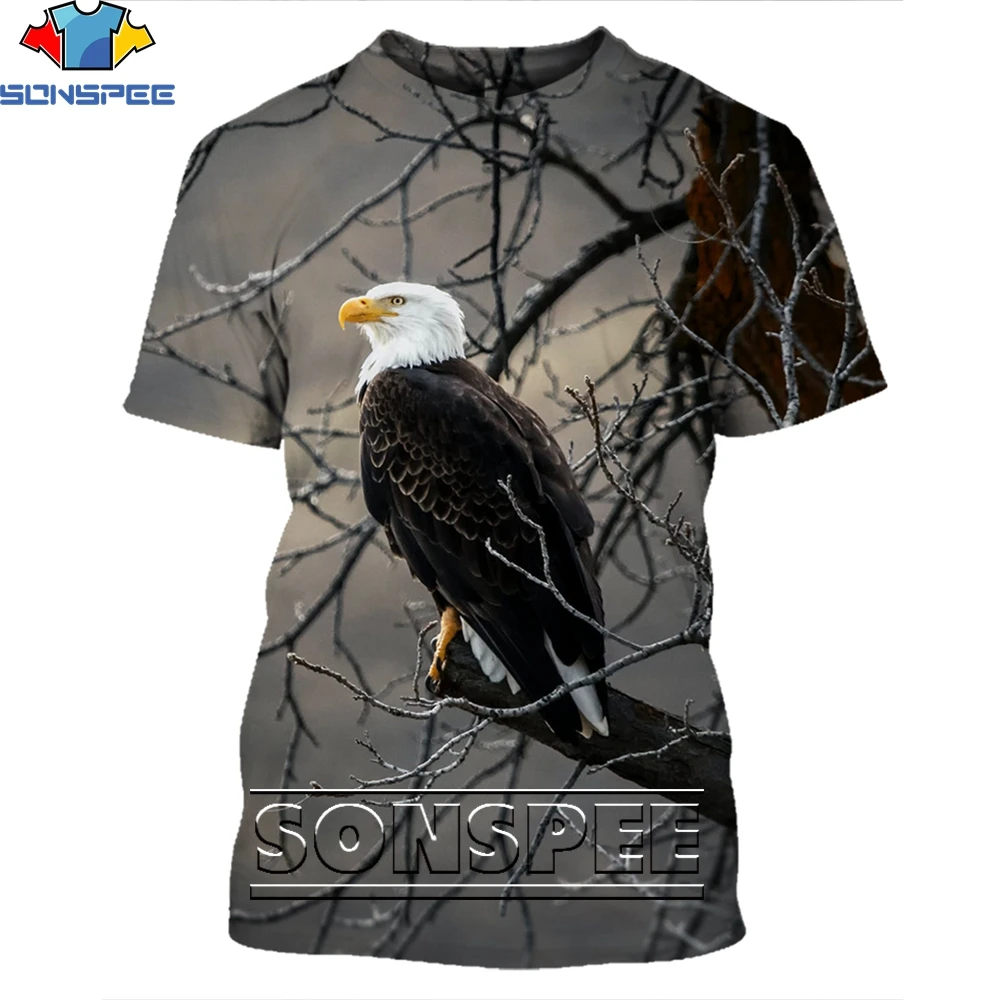 

SONSPEE Power Animal Bird Eagle Funny Shirt 3D Printing Men Women’s Summer Fashion Animals Man Oversize Tshirt Kids Tshirts Top