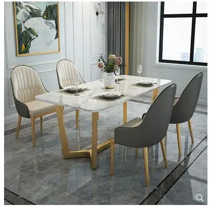 

Nordic marble dining table household light luxury dining table chair combination modern simple rectangular dining table