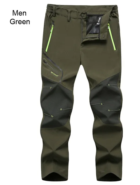 Men green Мужские и женские Зимние флисовые водонепроницаемые уличные штаны мягкие брюки в виде ракушки Кемпинг рыбный треккинг Бег Туризм Спорт Путешествия обучение - Цвет: Men green