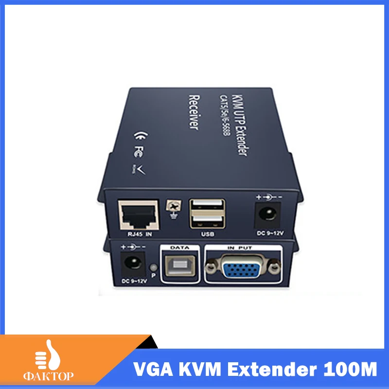 Extensor com Áudio Extensor sobre Cat5 Estéreo 100m Cat5e – 6 Cabo Nenhum Atraso & Perda Vídeo Transmissor 328ft Vga Usb Kvm