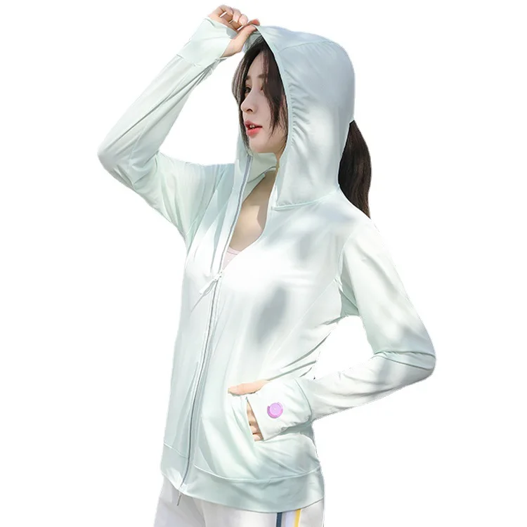 

Ice Silk Sun Protection Clothing Women's Summer Thin Breathable and UV-Resistant Long Sleeve Hooded UV Sun-Protective Clothing