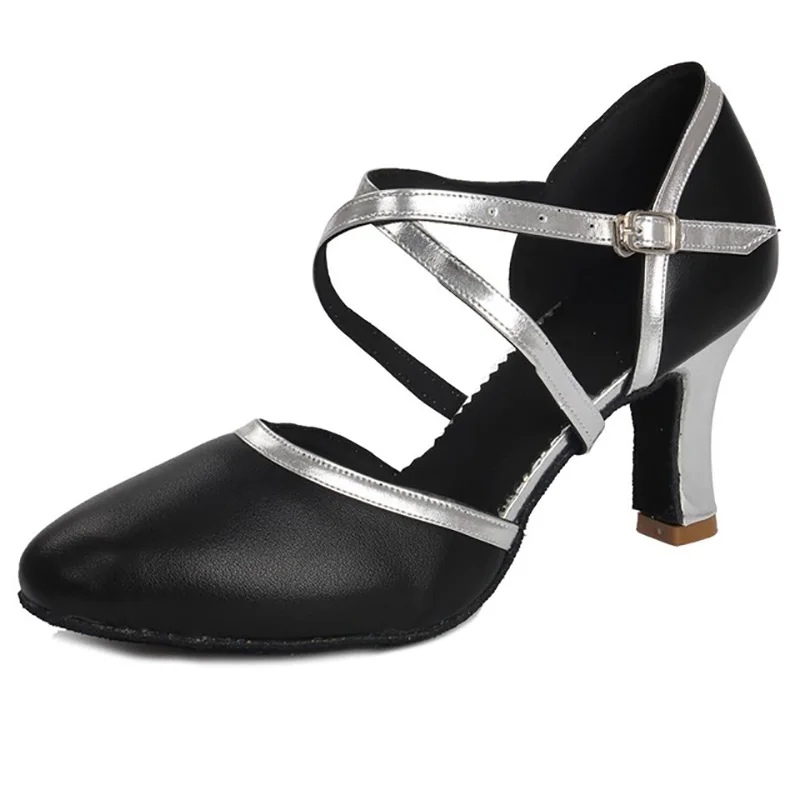 USHINE/каблук 7 см/5 см искусственная кожа Zapatos Salsa Mujer De Baile Latino женская бальная обувь
