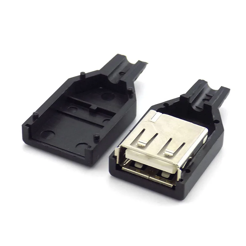 3 в 1 гнездовой разъем USB 2.0 типа A 4-контактный с черной пластиковой крышкой сделай