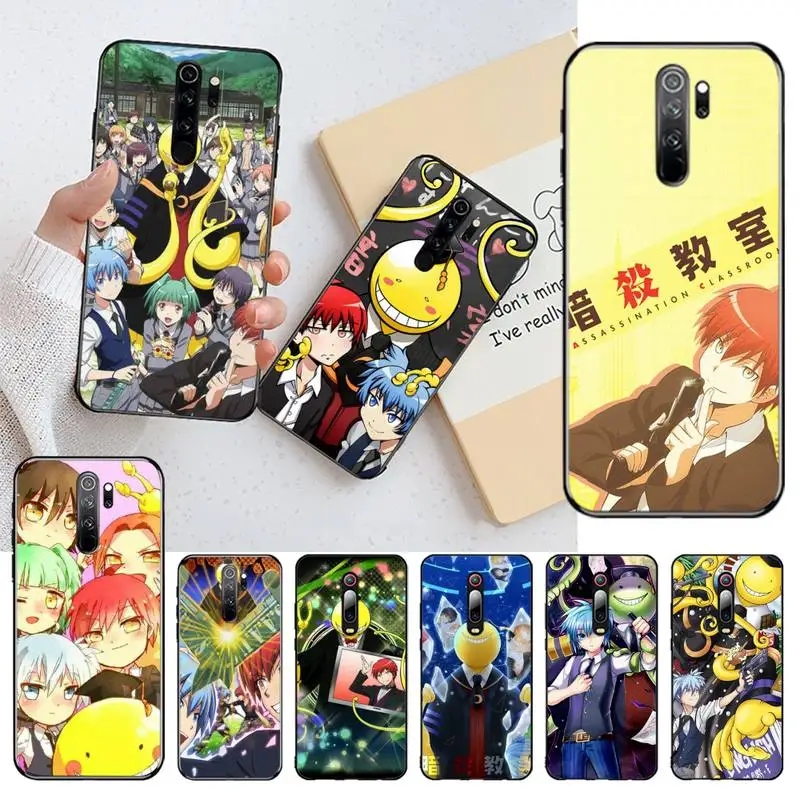 

YJZFDYRM Assassination Classroom Anime Black TPU Soft Phone Case for Redmi Note 9 8 8T 8A 7 6 6A Go Pro Max Redmi 9 K20