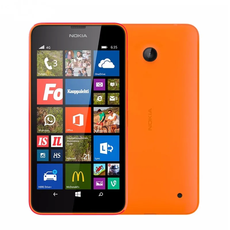 original nokia lumia 635 4g lte unlock cell phone windows os 4 5 quad core 8g rom 5 0mp wifi gps mobile phone free global shipping