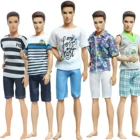 5 компл.упак. Мужская кукольная одежда ручной работы, футболка в полоску, жилет, клетчатые шорты, брюки, летняя одежда для кукол Ken, аксессуары