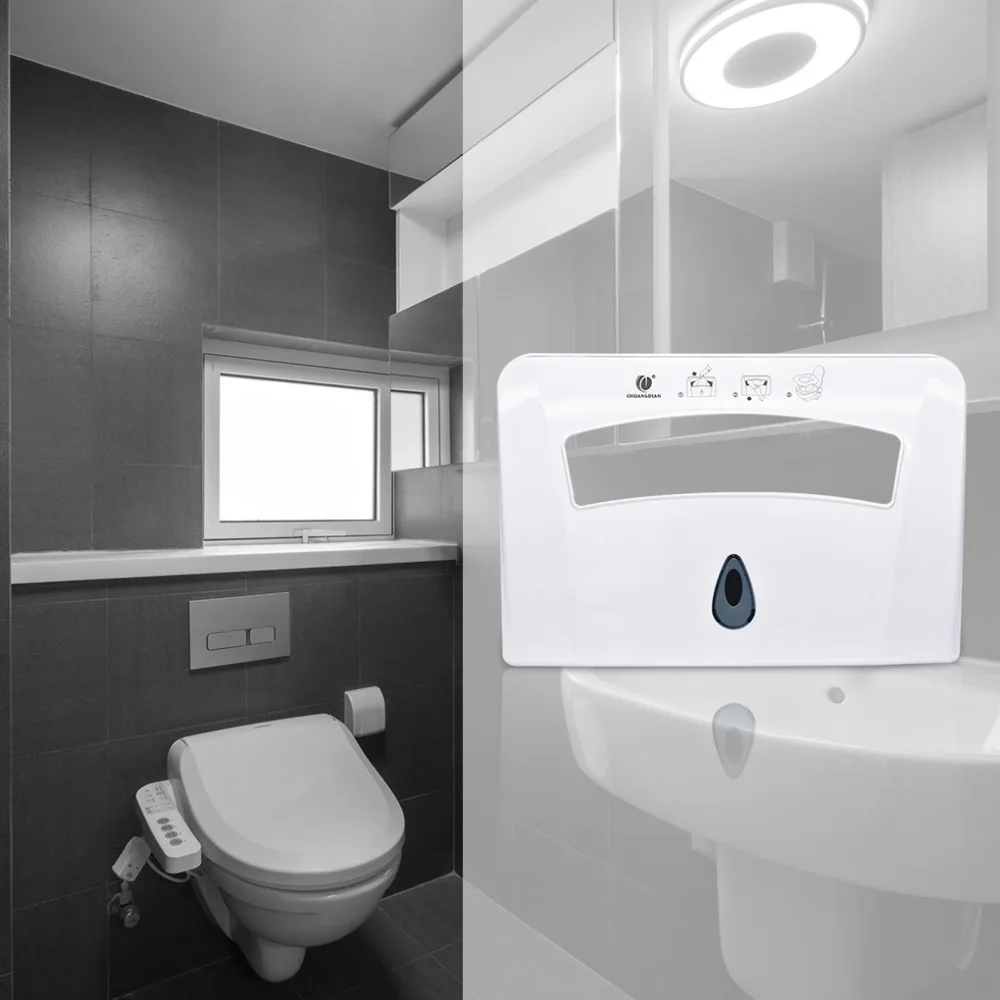 

1/2 Toilet Seat Pad Paper Holder Wall Mounted Plastic Toilet Seat Cover Dispenser For Hotel Bathroom Tissue Dispenser