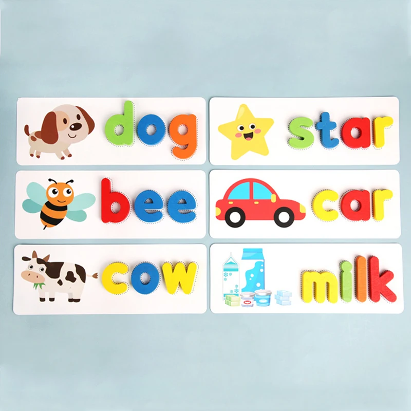 2020 Wooden Alphabet Letter Learning Cards Set Spelling Practice Game Toy 26pcs 1 English Letters Card Word Gift | Игрушки и хобби
