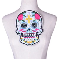 skull embroidery patches punk motorcycle biker decration jackets vests front iron on patch fashion cool accessory