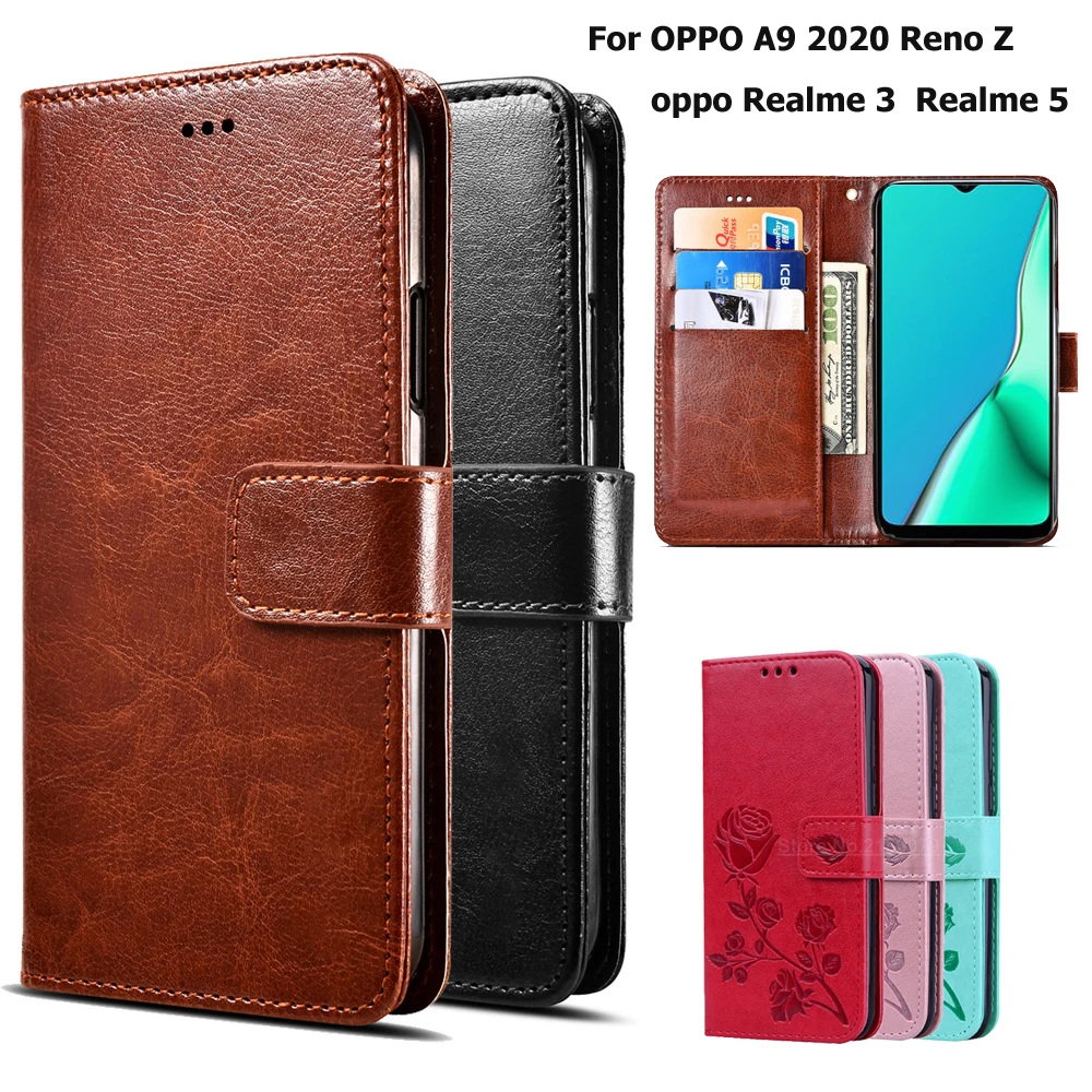 Флип-чехол для телефона Oppo Realme 3 5 чехол A9 2020 Reno Z чехол-бумажник из искусственной