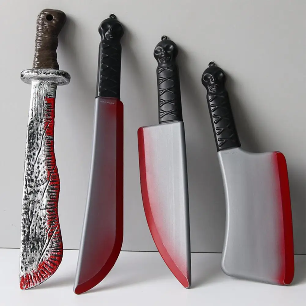 

Pretend Play Model Toys Decorative Bloody Axe Realistic Looking Eco-friendly Plastic Halloween Bloody Fake Machetes Toy for Home