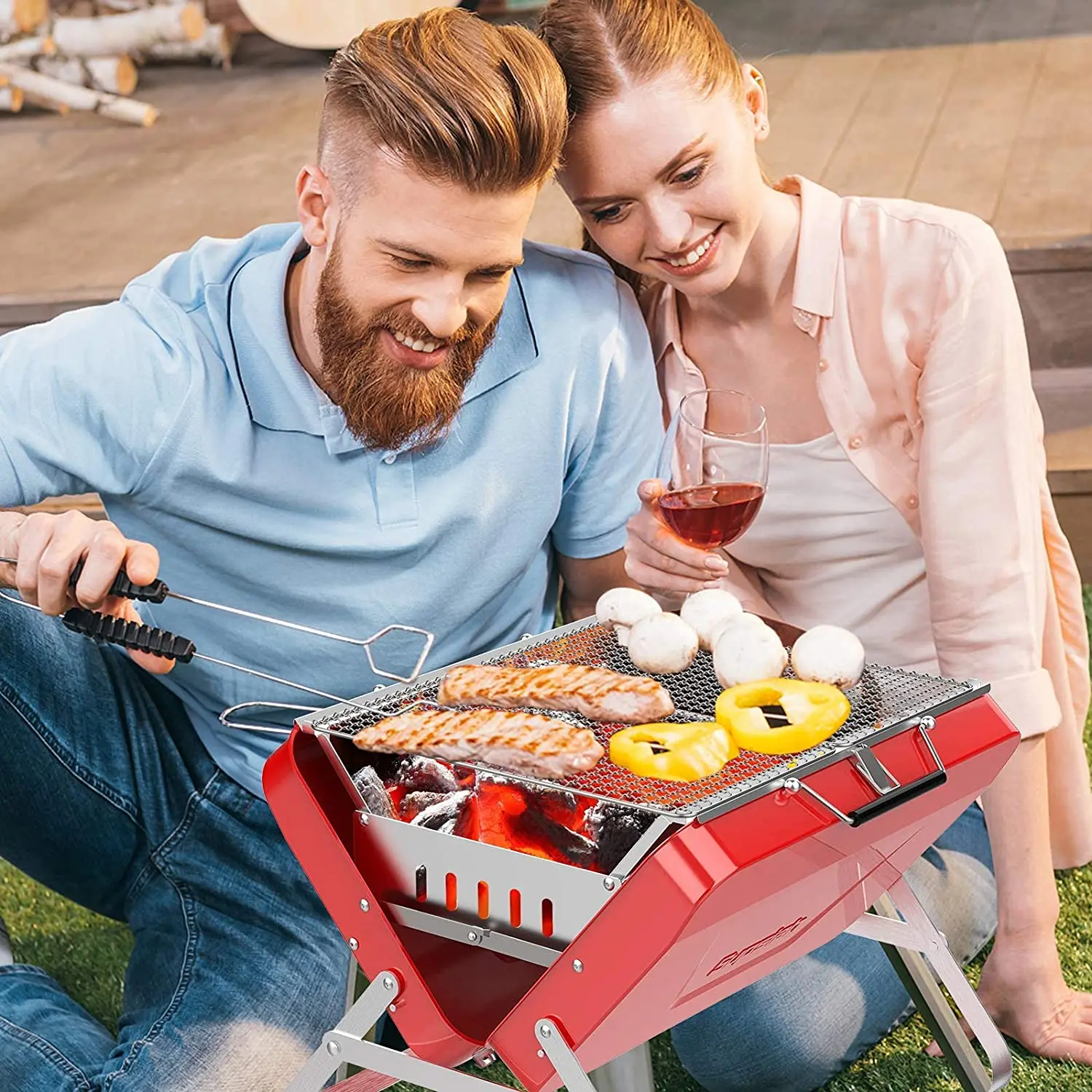 Новинка 2021 гриль для барбекю уличные портативные складные грили на древесном