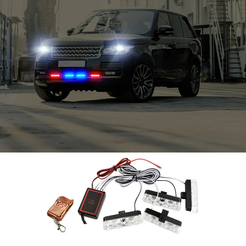16 LED Car Police lights Vehicle Dash Deck Grille Strobe Warning Lights With Remote Control For Car Blue Red Yellow Fog light