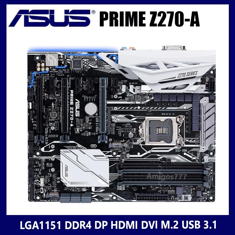 Verkaufen LGA 1151 Asus PRIME Z270-A Motherboard DDR4 PCI-E 3,0 DDR4 3733(OC) M.2 HDMI-Kompatibel Desktop Z270 Placa-Mãe ATX Verwendet