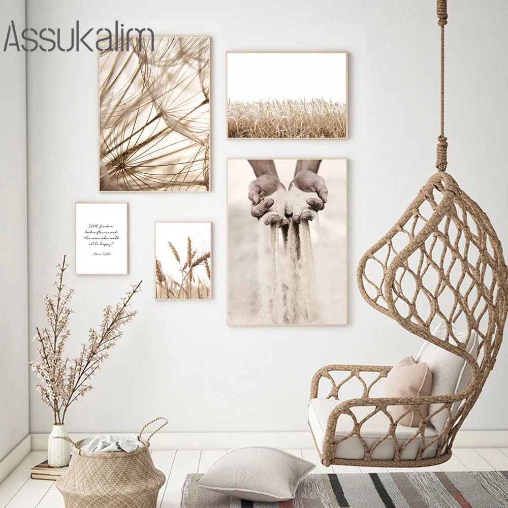 

Autumn Plants Prints Dandelion Painting Wheat Art Print Hand Sand Canvas Poster Scandinavian Wall Pictures Living Room Decor