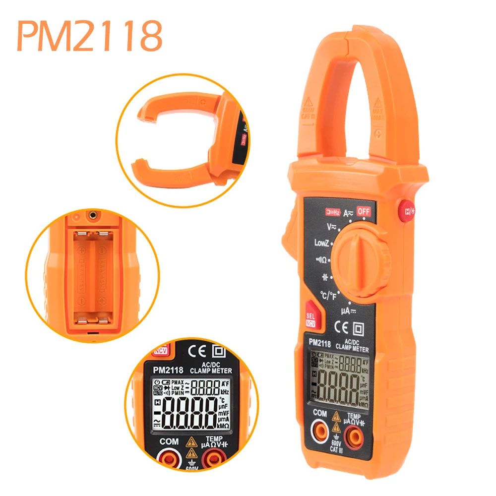 Цифровой мультиметр зажим PEAKMETER PM2118 автоматический вольтметр амперметр