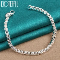 doteffil 925 sterling silver 4mm box chain bracelet for man women wedding engagement jewelry