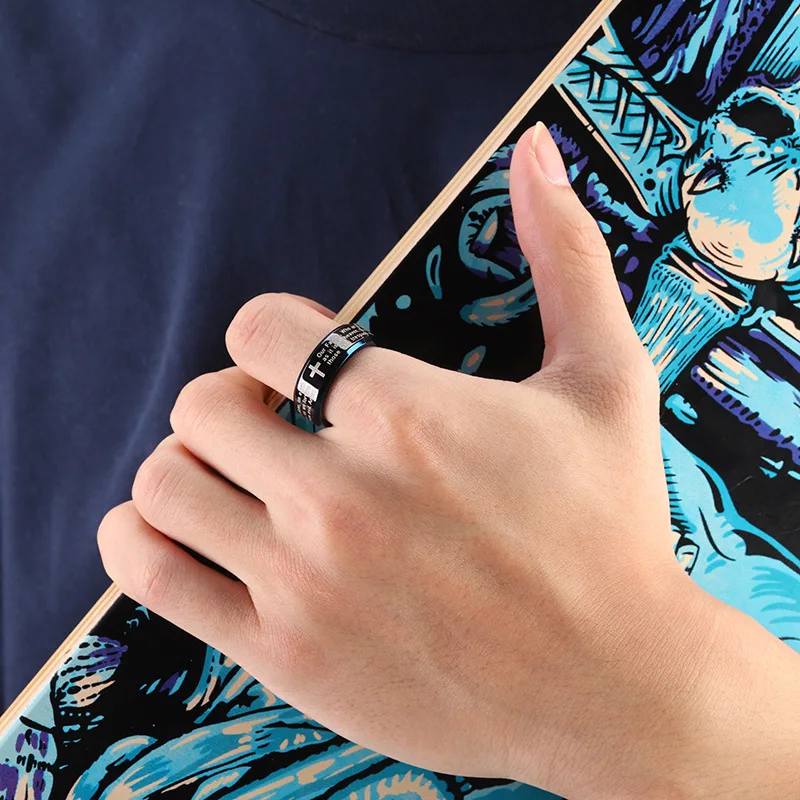 BUDROVKY Библии моды кольцо из нержавеющей стали с крестом в стиле хип-хоп Мужская