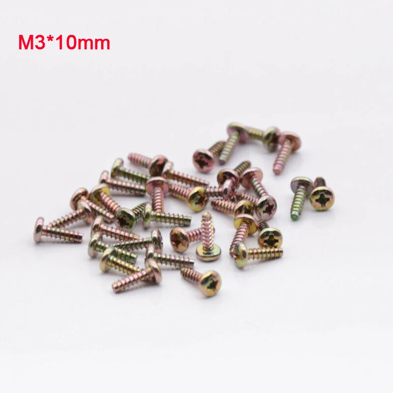 20 шт. цветные цинковые плоские винты с круглой головкой Phillips саморезы болты M3 * 10
