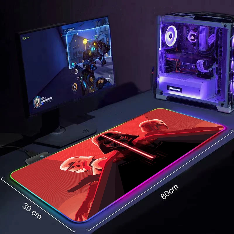 

Mouse pad RGB Gaming Accessories Computer Large 900x400 Mousepad Gamer Rubber Carpet With Backlit CS GO LOL Star Wars Desk Mat