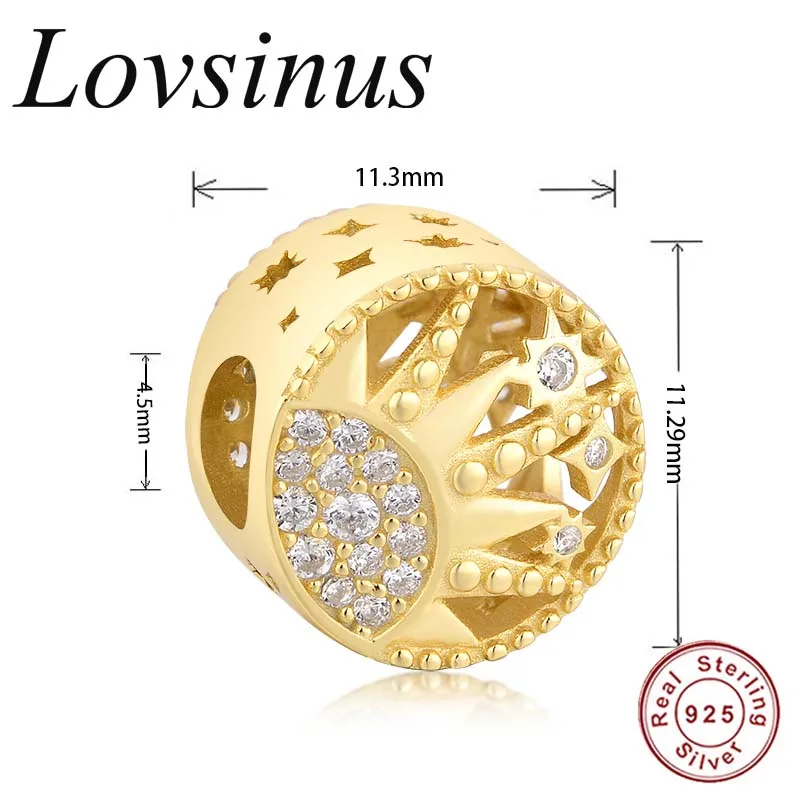 

Fit Original European Charms Bracelet 925 Sterling Silver Gold Charm Clear CZ Dangle Jewelry Necklace Berloque Sterling Silver