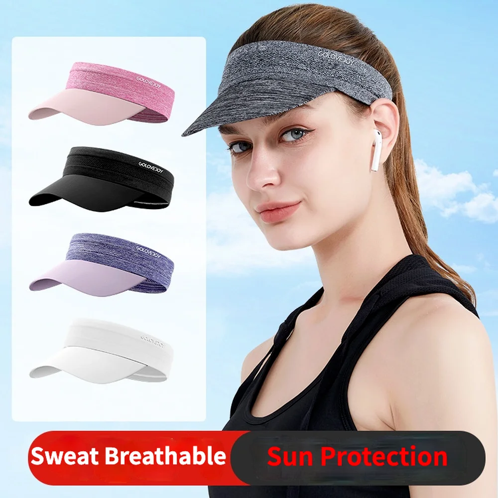 

Summer Sports Sun Cap Men Women Adjustable Cotton Visor UV Protection Top Empty Tennis Running Sunscreen Hat