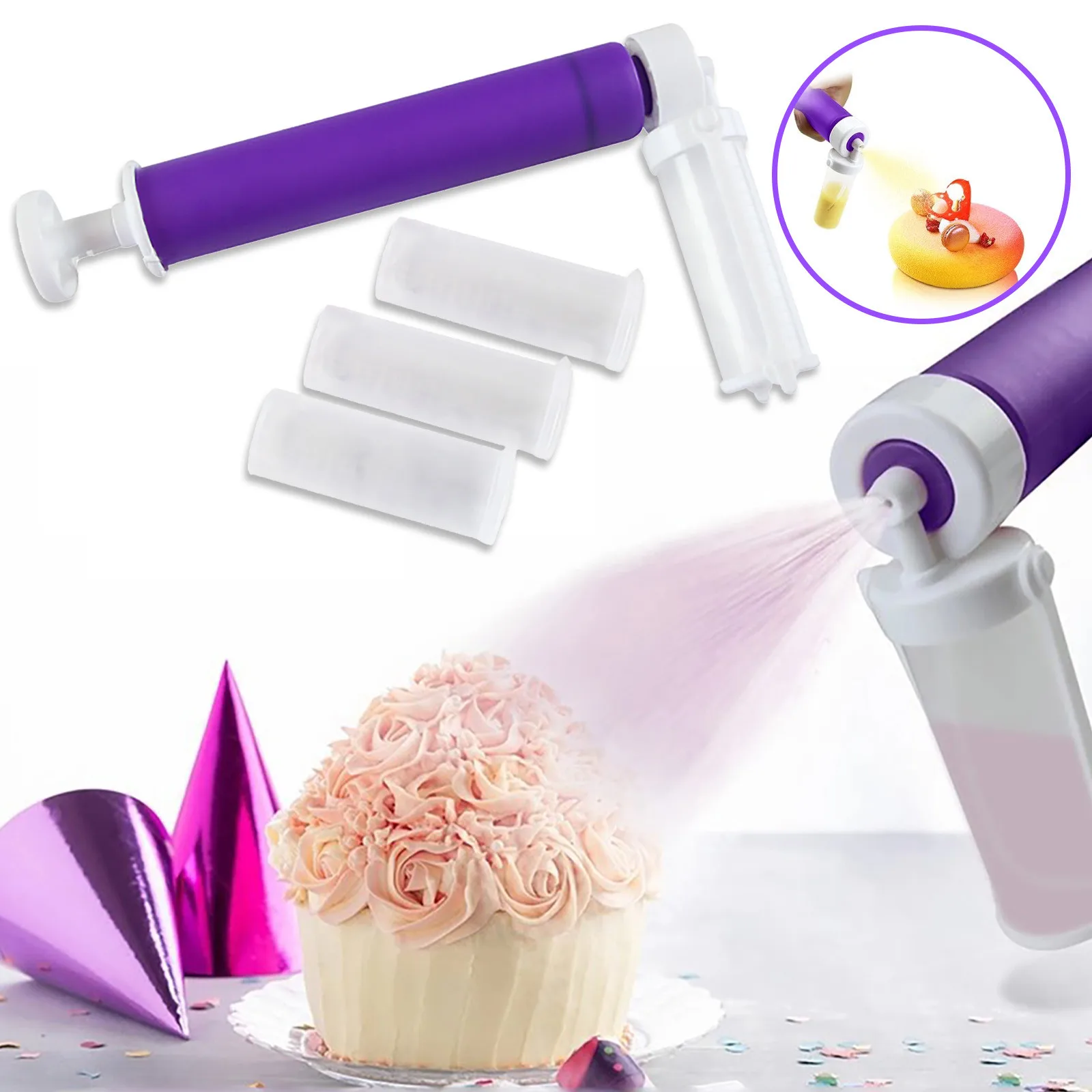 

Manual Spray Guns Cake Coloring Duster Baking Cake Spray Tube Baking Tool Moldes De Silicona Para Reposteria Cake Tools #751