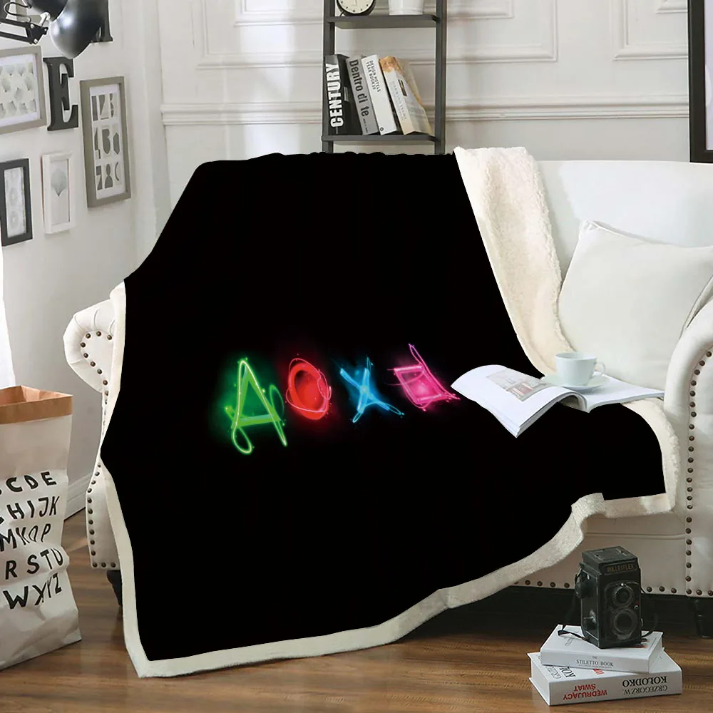 Boys Gamepad Sherpa Blanket Gaming Flannel Retro Games Throw Consoles Lightning Plush Modern | Дом и сад