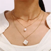 2022 new bohemia punk multi level pendants thick chain necklaces vintage moon lock necklace for women party jewelry gift