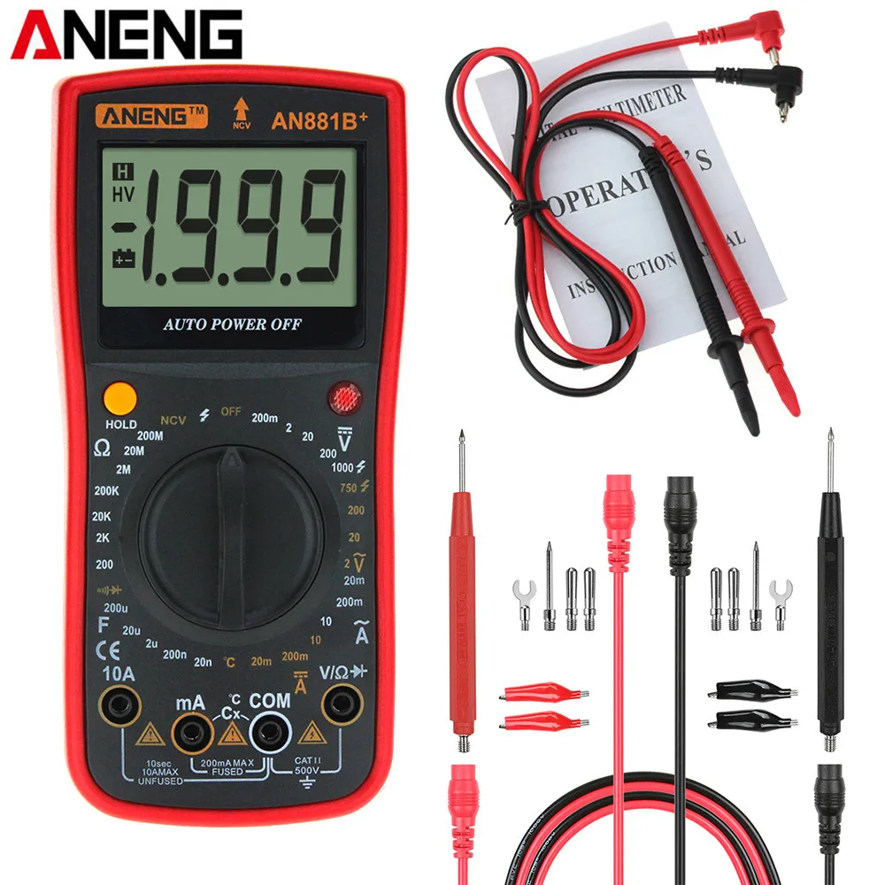 ANENG AN881B+ цифровой мультиметр поддерживает NCV Авто AC DC метр тест er темпратура тест er инструменты тест напряжения+ 16 в 1 тест