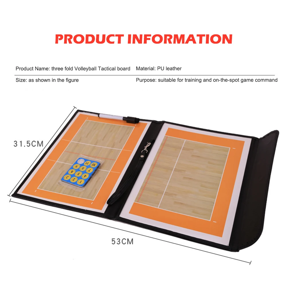 

Volleyball Coaching Board w/ Leather Cover Magnetic Strategy Clipboard for Coach Tactic Strategy with Markers Board Magnetic Kit