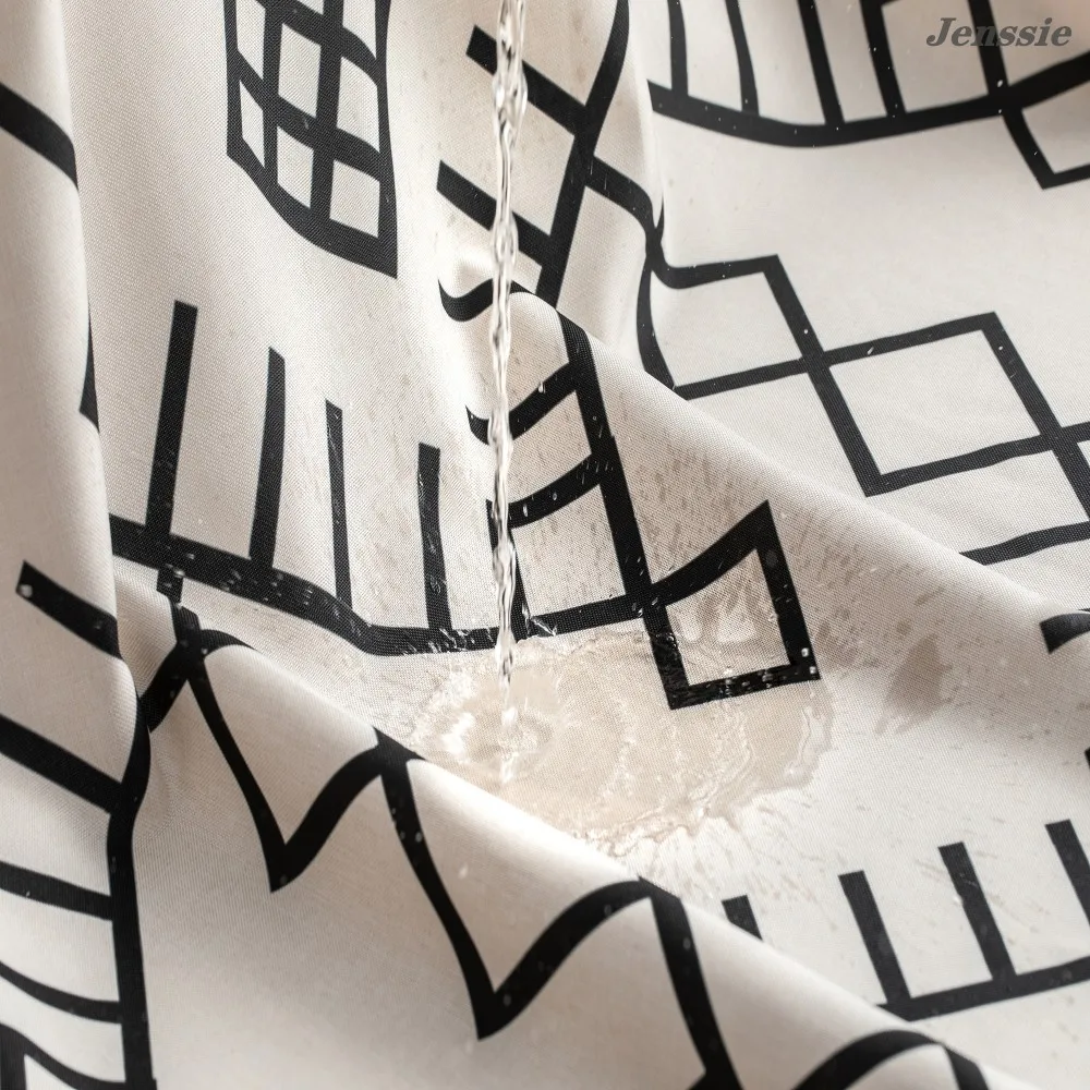 white geometric bohemian shower curtain waterproof thicken fabric bathroom curtains nordic style bathtub customizable home decor free global shipping