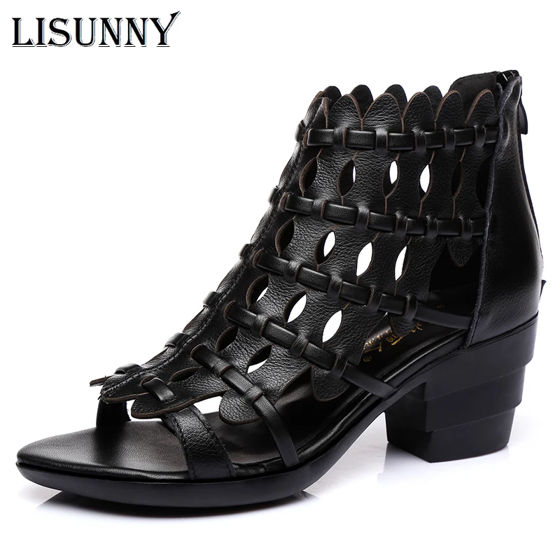 Женские сандалии ручной работы LISUNNY летние из натуральной кожи в стиле ретро на