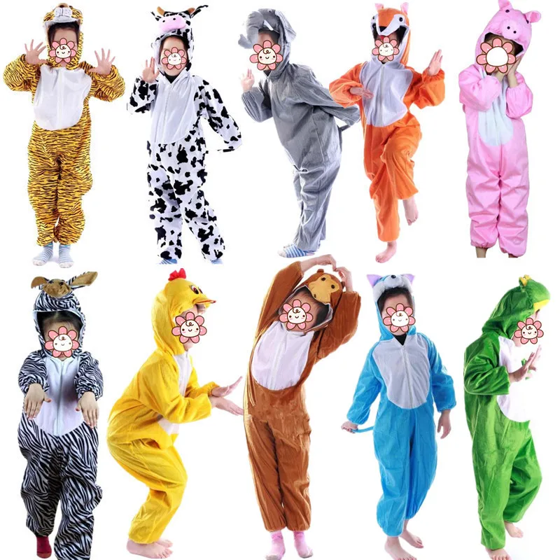 

Cute Cartoon Children Kids Animal Costume Cosplay Dinosaur Tiger Bee Elephant Animals Costumes Jumpsuit Halloween for Boys Girls