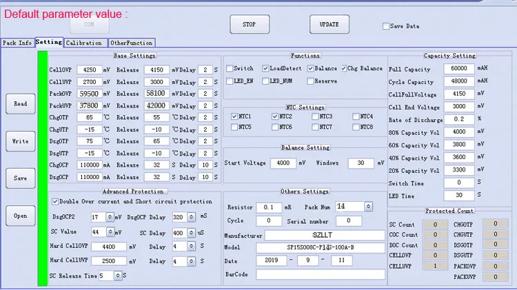 58,8 V 14S Bluetooth BMS для 48V литий-ионная аккумуляторная печатная плата с 100A постоянной зарядки, разрядки и связи