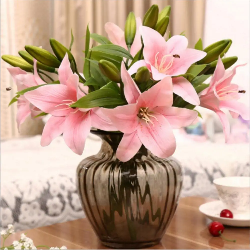 

Hot Sales 1Pc Artificial Lily Flower Fake Plant Home Office Cafe Wedding Party Decoration