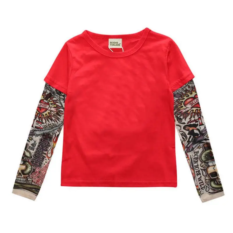 

Girl T-shirt Tattoo Toddler Boys T shirts Children Tops Long Sleeve T Shirt For Boys Fashion Print Kids Clothes 1-7 Years