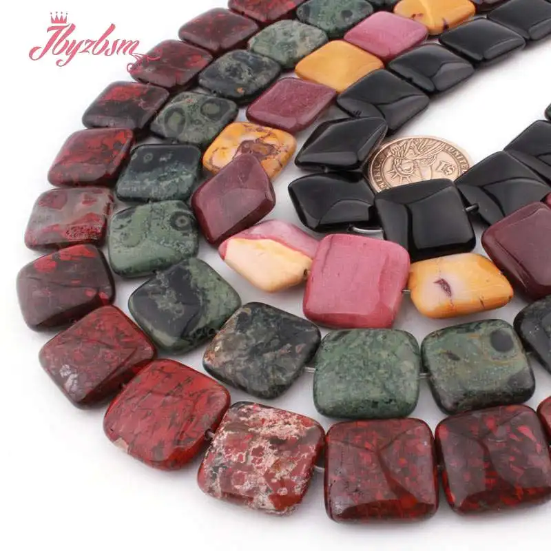 20mm Square Bead Fluorite Rose Quartzs Agates Jaspers Natural Stone LooseBead For DIY Necklace Jewelry Making 15&quot Free Shipping |