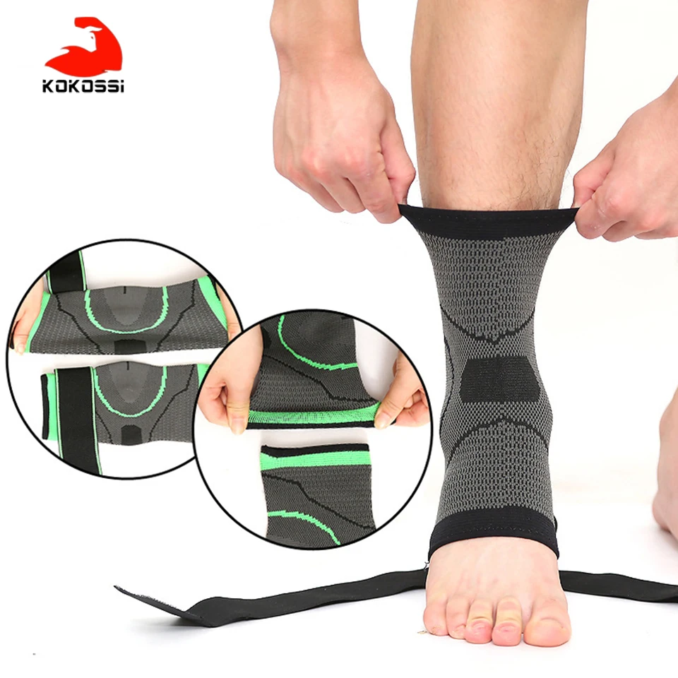 

KoKossi One Pair 3D Sport Ankle Brace Protector Compression Ankle Support Pad Elastic Nylon Strap Brace for Football Basketball