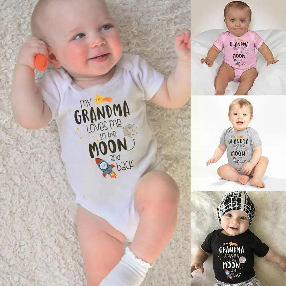 

Funny Cute Print Letters Rompers Infant Bodysuit Baby Baby Kids Baby Rompers Onesie Short Sleeves 0-24m Gifts G7d3