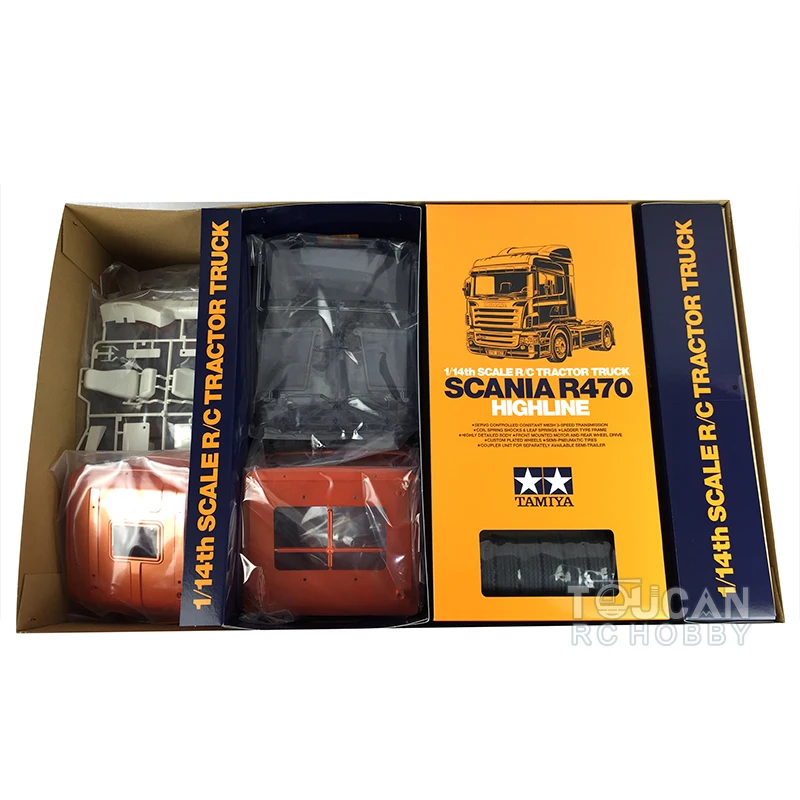 

US Stock 1/14 RC Tractor Truck Model Toys Orange 540 Motor Gearbox For TAMIYA 56338 Scania R470 TH18014-SMT4