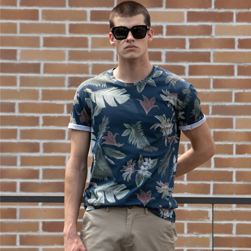 

AIOPESON Printed T-shirts Men Casual 100% Cotton O-neck Hawaii Style Men Clothing 2021 New Summer Streetwear Mens T Shirt