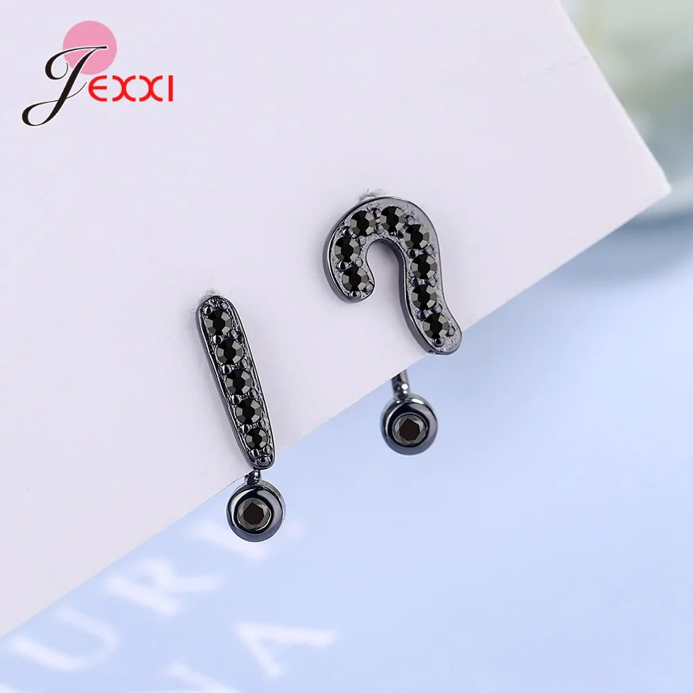 

New Fashion Design Question&Exclamation Mark Earrings For Women Girls 925 Sterling Silver Shiny CZ Dangle Earrings Big Sale