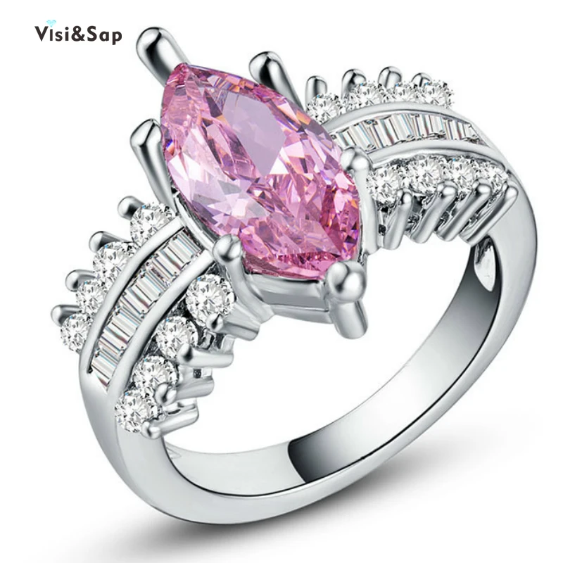 Visisap Очаровательная Женская обувь под розовая овальная форма циркон кольца для